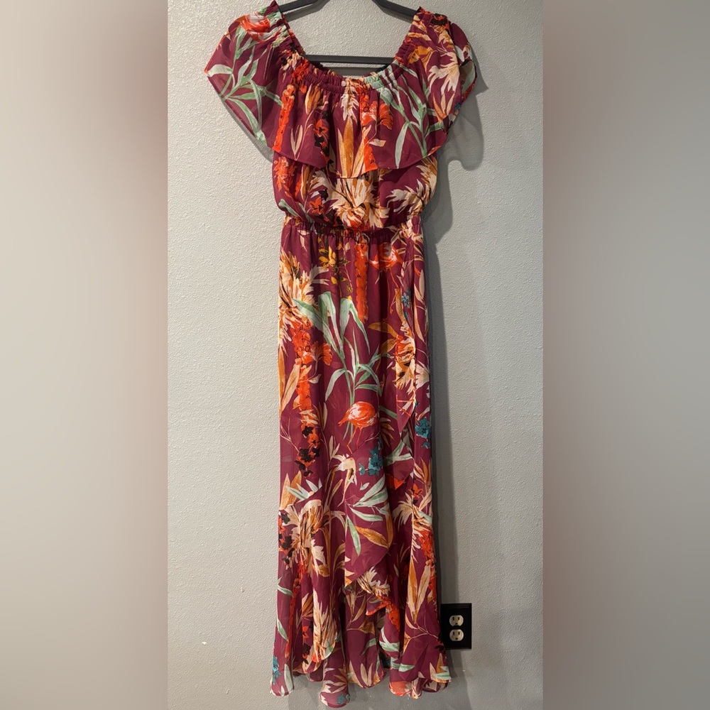 Express Burgundy Floral Maxi Dress
